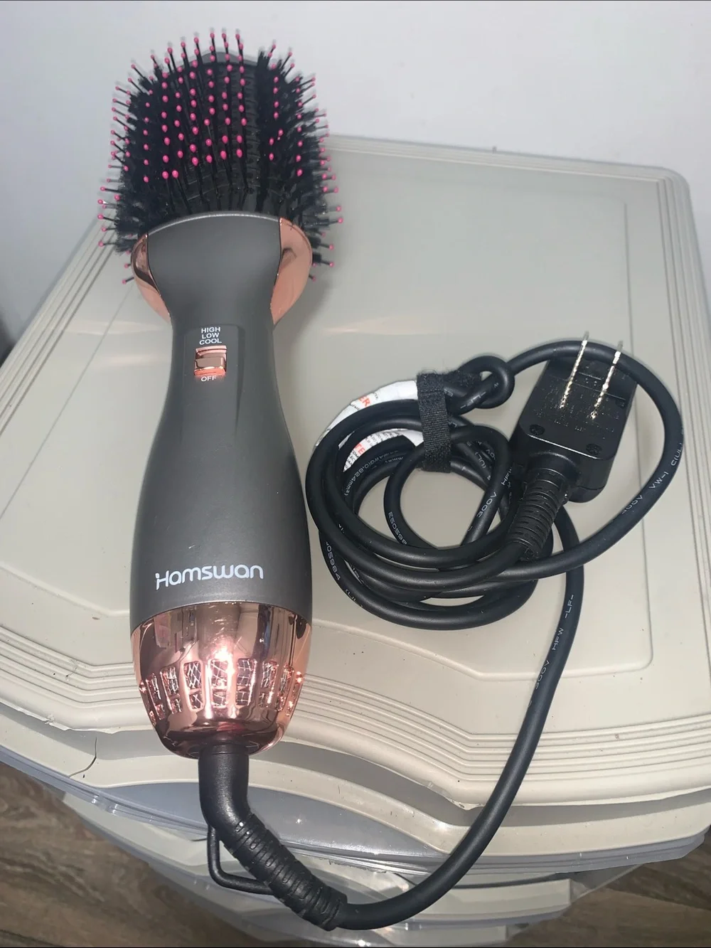Pink & Gray Ionic Hot Air Brush - Women Hair Styler from hamswan
